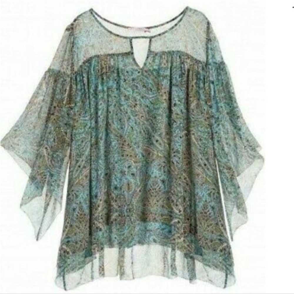 Calypso St Barth Silk Paisley Printed Layered Top